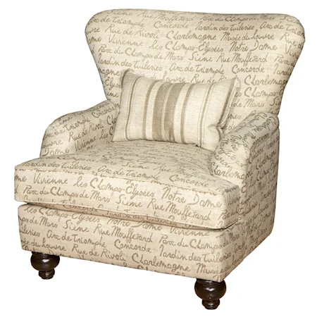 Traditional Wingback Accent Chair with Bun Feet